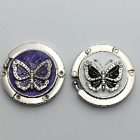 Foldable Handbag Bag Purse Table Hanger  Zinc Alloy Butterfly platinum color plated enamel & with rhinestone nickel lead & cadmium free 45mm Sold By Lot