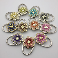 Foldable Handbag Bag Purse Table Hanger , Tibetan Style, with Resin, Flower, plated, more colors for choice, nickel, lead & cadmium free, 50x70x8mm, 3PC/Lot, Sold By Lot
