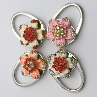 Foldable Handbag Bag Purse Table Hanger , Tibetan Style, Flower, plated, enamel & with rhinestone, more colors for choice, nickel, lead & cadmium free, 45x65x20mm, 3PC/Lot, Sold By Lot
