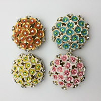 Foldable Handbag Bag Purse Table Hanger , Tibetan Style, Chrysamthemum, plated, enamel & with rhinestone, more colors for choice, nickel, lead & cadmium free, 45x65x20mm, 3PC/Lot, Sold By Lot