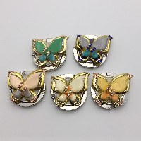 Foldable Handbag Bag Purse Table Hanger  Zinc Alloy Butterfly plated enamel & with rhinestone nickel lead & cadmium free Sold By Lot