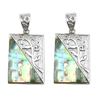 Shell Pendants Brass with Abalone Shell Rectangle platinum color plated natural nickel lead & cadmium free Approx Sold By Lot