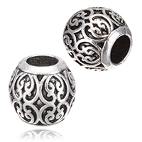 Tibetan Style European Beads, Drum, antique silver color plated, without troll, nickel, lead & cadmium free, 10.50x10mm, Hole:Approx 5mm, 100PCs/Lot, Sold By Lot