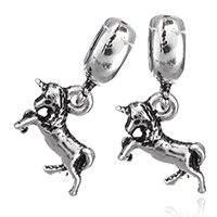 European Style Zinc Alloy Dangle Beads Horse antique silver color plated without troll nickel lead & cadmium free 23mm Approx 4.5mm Sold By Lot