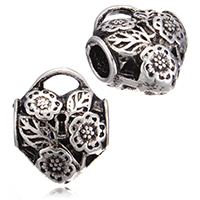 Tibetan Style European Beads, Lock, antique silver color plated, nickel, lead & cadmium free, 12x15x9mm, Hole:Approx 4.5mm, 4x2mm, 100PCs/Lot, Sold By Lot