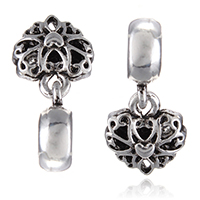 European Style Tibetan Style Dangle Beads, Heart, antique silver color plated, without troll, nickel, lead & cadmium free, 23mm, 11x13x5mm, 4x12.5mm, Hole:Approx 4.5mm, 100PCs/Lot, Sold By Lot