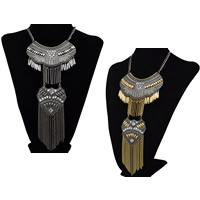Fashion Fringe Necklace Zinc Alloy with Crystal with 2lnch extender chain Tassel plated Bohemian style & twist oval chain & faceted & with rhinestone nickel lead & cadmium free Length Approx 16 Inch Sold By Lot
