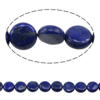 Natural Lapis Lazuli Beads, Flat Round, 12x4-6mm, Hole:Approx 1.5mm, Length:Approx 15.5 Inch, 2Strands/Lot, Approx 33PCs/Strand, Sold By Lot