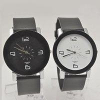 Par Watch Armband, PU, med zinklegering ratten & Glas, platina pläterad, olika stilar för val & för par, fler färger för val, Säljs av PC