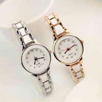 Women Wrist Watch Stainless Steel with zinc alloy dial & Porcelain & Glass plated for woman & with rhinestone 25mm Length Approx 8 Inch Sold By Lot