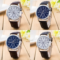 Unisex Wrist Watch, PU Leather, with Tibetan Style dial & Glass, platinum color plated, more colors for choice, 35mm, 20mm, Length:Approx 9.5 Inch, Sold By PC
