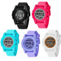 Unisex Wrist Watch Silicone with plastic dial stainless steel buckle waterproof & luminated 22.02mm Length Approx 9 Inch Sold By Lot
