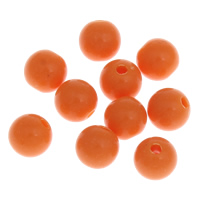 Perles acrylique de couleur unie, Rond, normes différentes pour le choix & couleur solide, orange rougeâtre, Trou:Environ 1mm, Vendu par sac