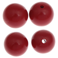 Perles acrylique de couleur unie, Rond, normes différentes pour le choix & couleur solide, rouge, Trou:Environ 1mm, Vendu par sac