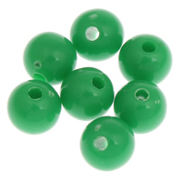 Solid Color Akryl perler, Runde, forskellig størrelse for valg & ensfarvet, grøn, Hole:Ca. 1mm, Solgt af Bag
