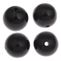 Perles acrylique de couleur unie, Rond, couleur solide, noire, 14mm, Trou:Environ 1mm, Environ 330PC/sac, Vendu par sac