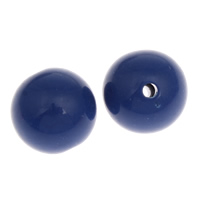 Perles acrylique de couleur unie, Rond, couleur solide, bleu, 14mm, Trou:Environ 1mm, Environ 300PC/sac, Vendu par sac