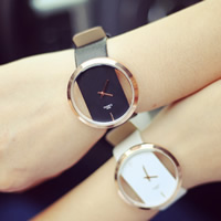 Women Wrist Watch Zinc Alloy with PU Leather platinum color plated adjustable nickel lead & cadmium free 41mm 9mm Length Approx 8.7 Inch Sold By PC