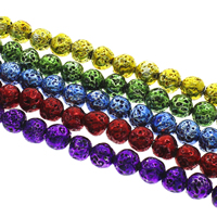 Lava Beads, Round, electrophoresis, more colors for choice, 8mm, Hole:Approx 1mm, Approx 50PCs/Strand, Sold Per Approx 15 Inch Strand