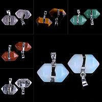 Pendants Gemstone Jewelry, le Prás, YSL, plátáilte, nádúrtha & ábhair éagsúla do rogha, 21x12mm, Poll:Thart 3-5mm, Díolta De réir PC