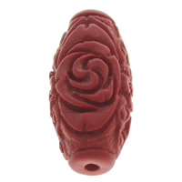 Perles de corail synthétiques, ovale, rouge, 14x29mm, Trou:Environ 1.5mm, 10PC/sac, Vendu par sac