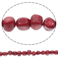 Natural Coral Beads, Flat Round, red, 11x10mm-11x14mm, Hole:Approx 1mm, Length:Approx 16 Inch, 10Strands/Bag, Approx 32PCs/Strand, Sold By Bag