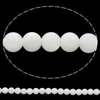 天然白いシェル・ビーズ, 白い貝, ラウンド形, 6mm, 穴:約 0.8mm, 長さ 約 15 インチ, 10ストランド/バッグ, 約 73パソコン/ストランド, 売り手 バッグ