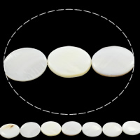 天然白いシェル・ビーズ, 白い貝, フラットオーバル, 15x20x4mm, 穴:約 1mm, 長さ 約 15 インチ, 10ストランド/バッグ, 約 19パソコン/ストランド, 売り手 バッグ
