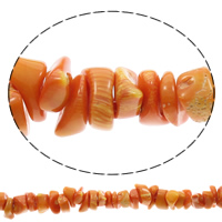 Perles en corail naturel, pepite, orange rougeâtre, 7x12x6mm-15x25x10mm, Trou:Environ 1mm, Longueur Environ 16 pouce, 10Strandstoron/sac, Environ 71PC/brin, Vendu par sac