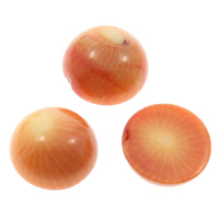 Natural Coral Cabochon, Dome, flat back, reddish orange, 12x5mm, 10PCs/Bag, Sold By Bag