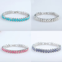 Tibetan Style Bracelet, platinum color plated, with rhinestone, more colors for choice, lead & cadmium free, 16.5cm, Length:Approx 6.5 Inch, 5Strands/Bag, Sold By Bag