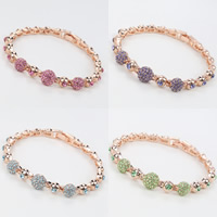 Tibetan Style Bracelet, Round, plated, with rhinestone, more colors for choice, lead & cadmium free, 6mm, Length:Approx 6.5 Inch, 5Strands/Bag, Sold By Bag