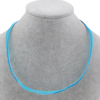 Fashion Necklace Cord, Organza, with Waxed Cotton Cord, Tibetan Style lobster clasp, acid blue, 9x1mm, Length:Approx 16.5 Inch, 100PCs/Bag, Sold By Bag