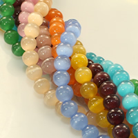 Cats Eye Jewelry Beads, Round, more colors for choice, 8mm, Hole:Approx 1mm, Length:Approx 14 Inch, 20Strands/Lot, Approx 48PCs/Strand, Sold By Lot