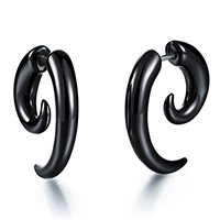 Acrylique piercing oreille, acier inoxydable puce boucle d'oreille, noire, 24x22mm, Vendu par PC