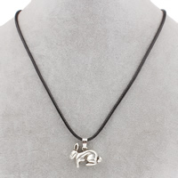 Zinc Alloy Jewelry Necklace with Waxed Linen Cord with 5cm extender chain Rabbit antique silver color plated lead & cadmium free Sold Per Approx 17 Inch Strand