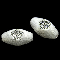 Brass Jewelry Beads, Oval, real silver plated, brushed & enamel, lead & cadmium free, 11x20x8mm, Hole:Approx 1mm, Sold By PC