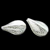 Perles bijoux en laiton, Plaqué d'argent, martelé, sans plomb et cadmium, 20x12x7mm, Trou:Environ 1mm, Vendu par PC
