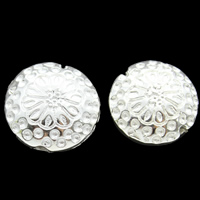 Brass Jewelry Beads, Flat Round, real silver plated, lead & cadmium free, 15x7mm, Hole:Approx 2mm, Sold By PC