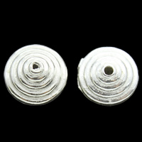 Perles bijoux en laiton, Plat rond, Plaqué d'argent, sans plomb et cadmium, 12x8mm, Trou:Environ 1mm, Vendu par PC