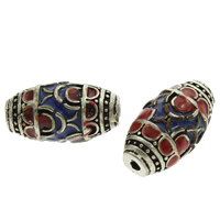 Thailand Sterling Silver Beads, Oval, enamel, lead & cadmium free, 14x9mm, Hole:Approx 1mm, Sold By PC
