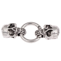 Tibetan Style Snap Clasp, Skull, antique silver color plated, with end cap, lead & cadmium free, 59x25x11mm, Hole:Approx 11.5x6mm, Sold By PC