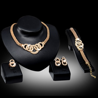 Tibetan Style Jewelry Sets, finger ring & bracelet & earring & necklace, with iron chain, stainless steel post pin, Flower, gold color plated, lantern chain & with rhinestone, lead & cadmium free, 14x22mm, 40x20mm, 70x28mm, US Ring Size:5.5-8, Length:Approx 6.5 Inch, Approx 17.5 Inch, Sold By Set
