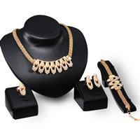 Zinc Alloy Jewelry Sets finger ring & bracelet & earring & necklace with iron chain stainless steel post pin with 5cm extender chain gold color plated lantern chain & with rhinestone lead & cadmium free   US Ring .5-8 Length Approx 7 Inch Approx 17.5 Inch Sold By Set