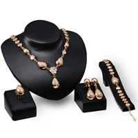 Tibetan Style Jewelry Sets, finger ring & bracelet & earring & necklace, stainless steel post pin, with 5cm extender chain, Teardrop, gold color plated, with rhinestone, lead & cadmium free, 14x22mm, 22x14mm, 14x40mm, 60x48mm, US Ring Size:5.5-8, Length:Approx 7 Inch, Approx 17.5 Inch, Sold By Set