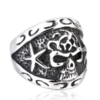 Stainless Steel Finger Ring for Men 316L Stainless Steel Skull & blacken Sold By Lot