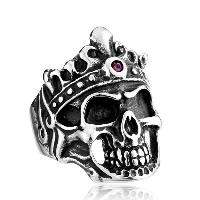Stainless Steel Finger Ring for Men 316L Stainless Steel Skull & with rhinestone & blacken Sold By Lot