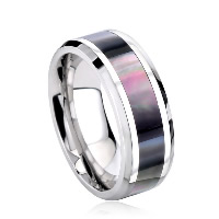 Nerezové muži prst prsten, 316L nerezové oceli, s Black Shell, přírodní & různé velikosti pro výběr, Původní barva, Prodáno By PC