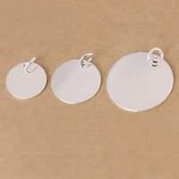 925 Sterling Silver Pendant, Flat Round, platinum plated, different size for choice, Hole:Approx 4mm, 2PCs/Lot, Sold By Lot
