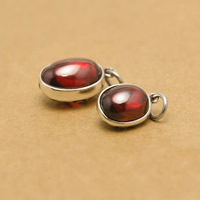 Thailand Sterling Silver Pendants with Garnet Oval January Birthstone & hollow Approx 3mm Sold By Lot